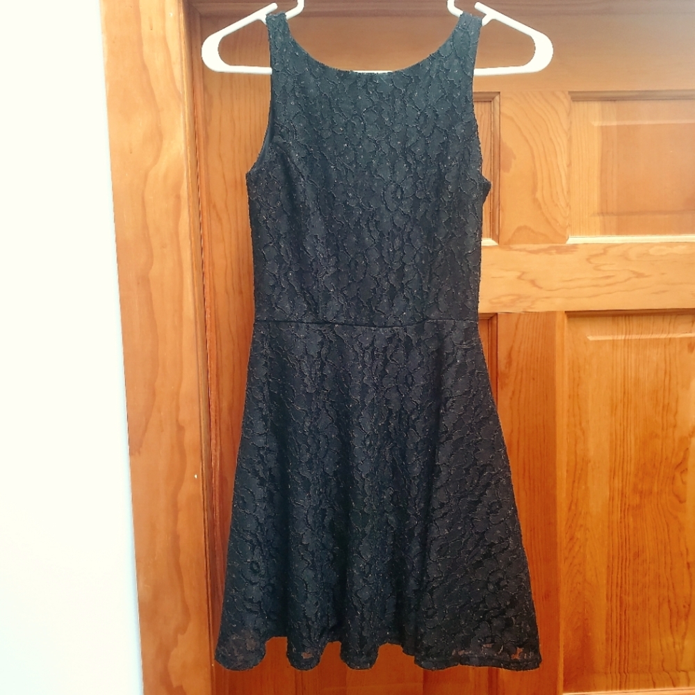 Black sparkled lace dress